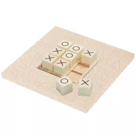 Exclusive board game "Tic Tac Toe" made of leather, beige